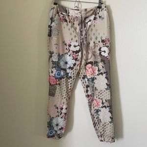 Brown Multi Print Ankle Slacks